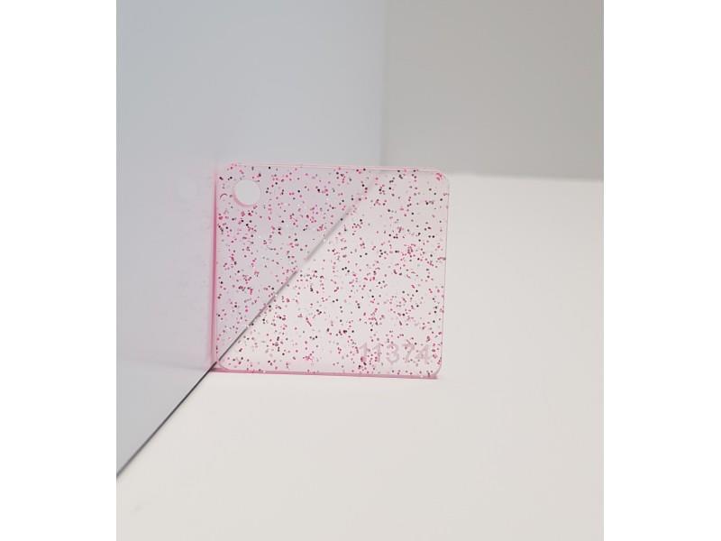 PLEKSI STAKLO, roza sparkle (11374), deb: 3 mm