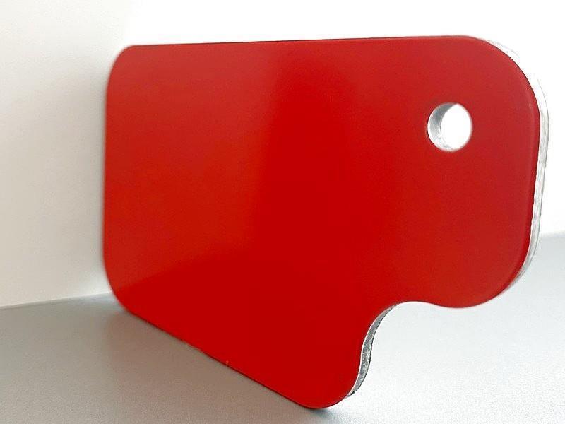 Muster Aluminium-Verbundplatte: Rot matt / Weiß glänzend